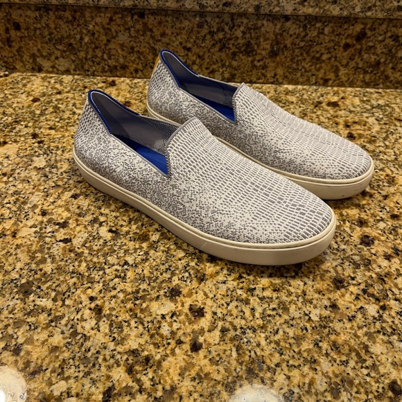 Rothy’s Opal Python Sneakers Women’s 10.5 Grey White Marigold Yellow Heel Stripe - Picture 3 of 8